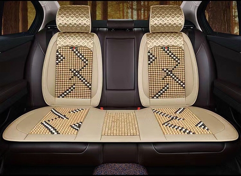Combo ghế sau - Lót ghế hoa văn LV chiphong hạt gỗ cao cấp