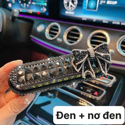 Combo bảng số đính đá Đen vuông to + nơ đen đá