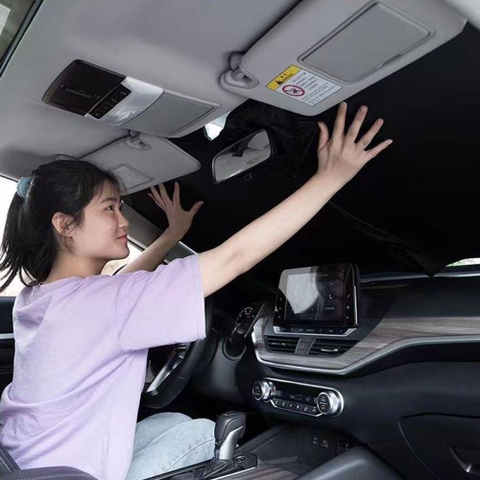 Tấm che nắng trong kính lái ô tô gấp gọn thông minh - phủ bạc titan chống nóng