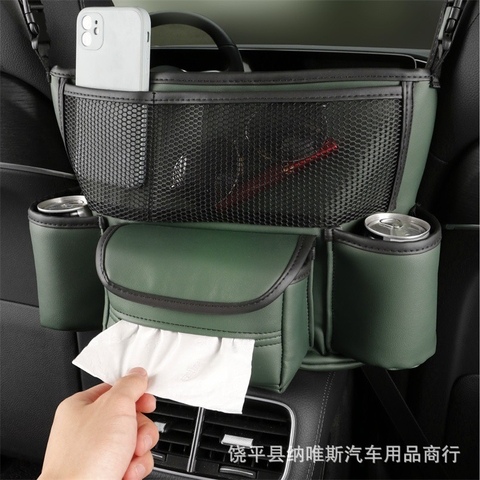 Túi Treo Đồ Giữa 2 Ghế - Chứa Đựng Đồ Sau Lưng Ghế Chất Liệu Da Tiện Lợi