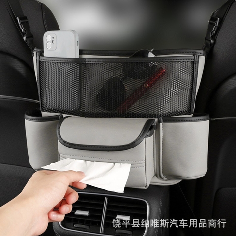 Túi Treo Đồ Giữa 2 Ghế - Chứa Đựng Đồ Sau Lưng Ghế Chất Liệu Da Tiện Lợi
