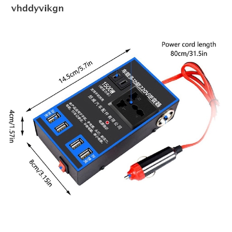 Bộ Chuyển Đổi Nguồn 1500W DC12V/24V Sang 220V Kèm 4 Cổng Usb Cho Xe Hơi