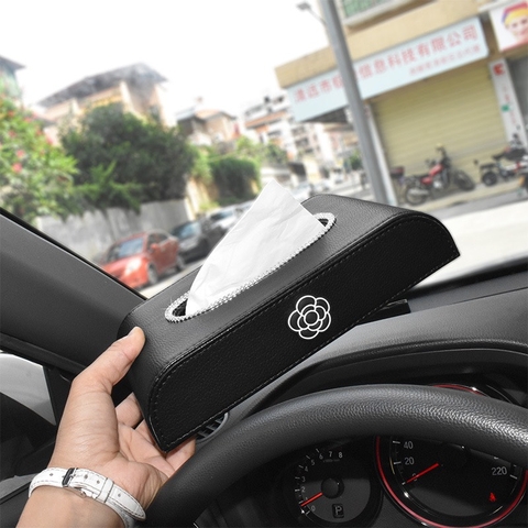 combo hộp giấy da đen+hoa trà đen nhựa