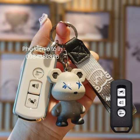 combo ốp khóa sh 3 nút trắng viền bạc+móc kobi xám