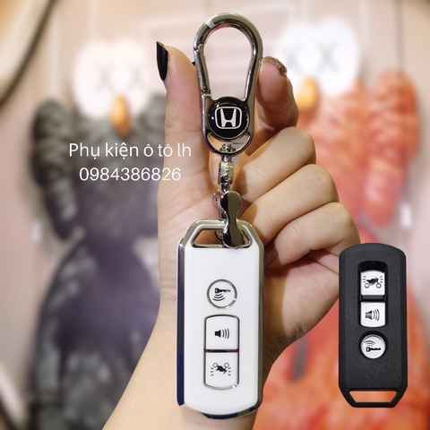 combo ốp khóa sh 3 nút trắng viền bạc+móc kobi xám