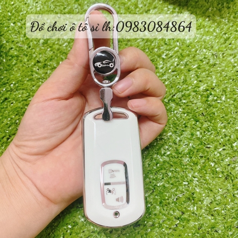 combo ốp khóa xe Airblade trắng bạc+móc xoay hình ô tô