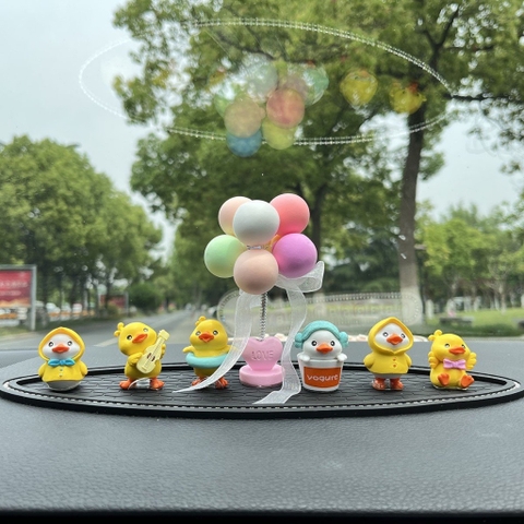 combo 6 vịt+thảm oval đính đá+cây bóng lò xo nhiều màu