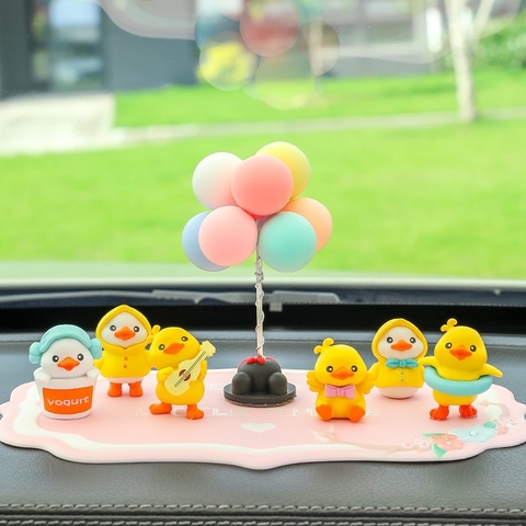 combo 6 vịt+thảm oval đính đá+cây bóng lò xo nhiều màu