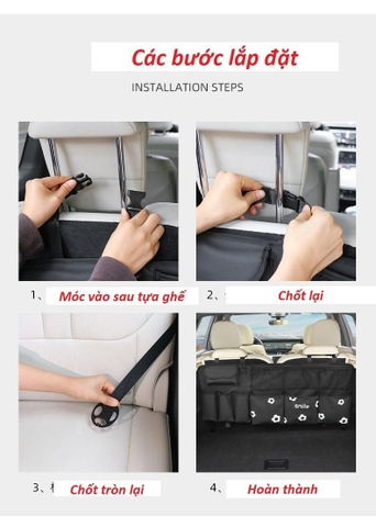 Túi treo đồ hoạt hình tiện ích lắp lưng ghế cốp sau ô tô