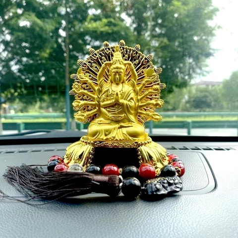 combo tượng quan âm năng lượng mặt trời+tràng hạt tua đá