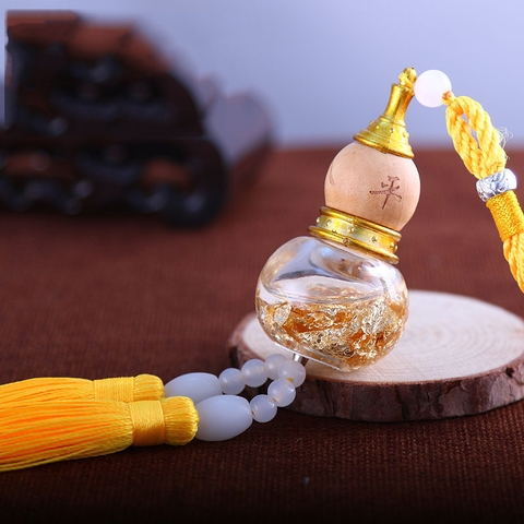 Dây khánh hồ lô kèm nước hoa treo gương xe ô tô phong thủy may mắn bình an