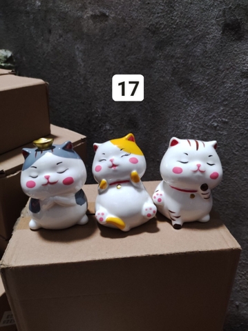 Mô hình mèo sứ - Mèo thần tài hũ tiền