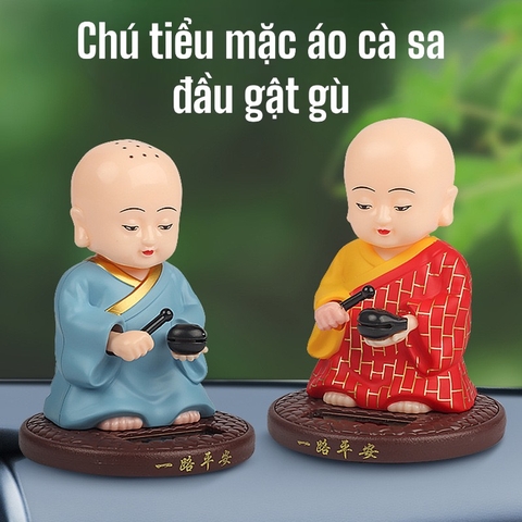 Tượng phật chú tiểu gõ mõ tụng kinh - Tượng GM05 gật đầu bằng NLMT