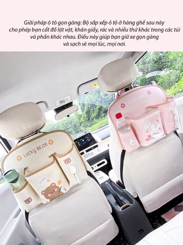 Túi Đựng Đồ Đa Năng Họa Tiết Hoạt Hình Gắn Sau Ghế Xe Hơi