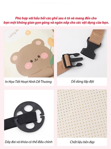 Túi Đựng Đồ Đa Năng Họa Tiết Hoạt Hình Gắn Sau Ghế Xe Hơi
