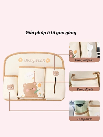 Túi Đựng Đồ Đa Năng Họa Tiết Hoạt Hình Gắn Sau Ghế Xe Hơi