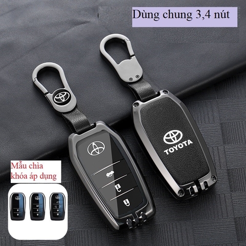 Bộ ốp kim loại lưng da + móc khoá dây da hãng Toyota