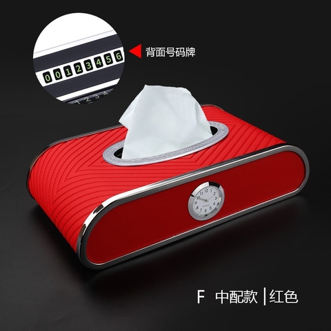 Hộp khăn giấy kẻ ô cao cấp tích hợp bảng sdt + đồng hồ