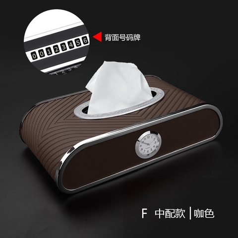 Hộp khăn giấy kẻ ô cao cấp tích hợp bảng sdt + đồng hồ