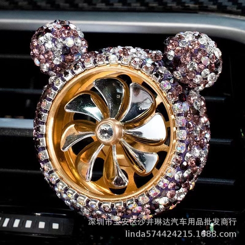 Quạt gió mickey+sáp thơm gắn của gió - tai mèo đính đá