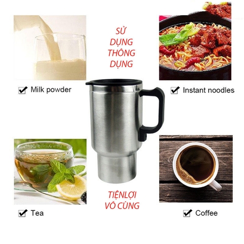 Cốc đun nước tiện lợi trên ô tô 12V - Heated travel mug - Đế liền 500ml hộp xanh
