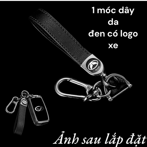 Bộ ốp kim loại lưng da + móc khoá dây da hãng Vinfast