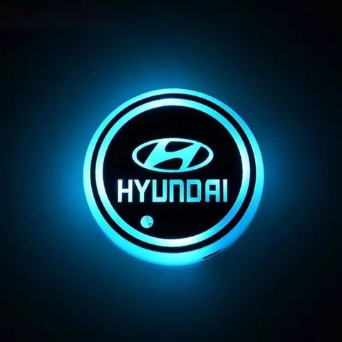 Lót Cốc Nước Có Đèn LED RGB Cảm Biến Rung Chống Trượt Cổng Sạc USB - Logo