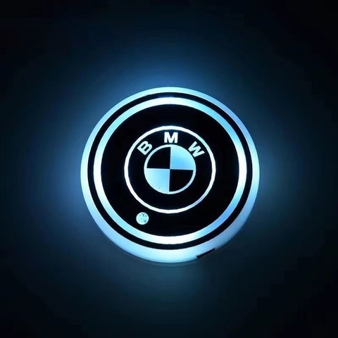 Lót Cốc Nước Có Đèn LED RGB Cảm Biến Rung Chống Trượt Cổng Sạc USB - Logo
