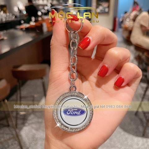 Mặt dây chuyền móc khóa đính đá có logo hãng