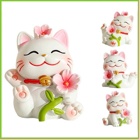 Gia đình mèo hoa đào trang trí taplo