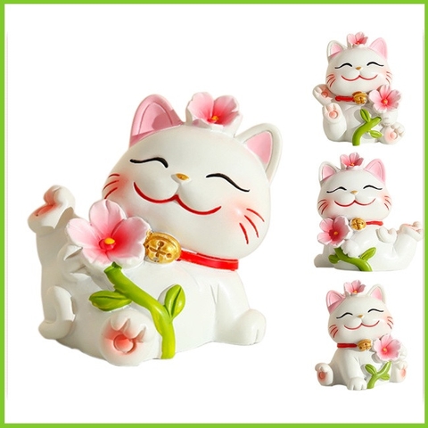 Gia đình mèo hoa đào trang trí taplo