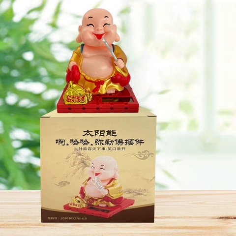 Tượng Phật Di Lặc Cười Gật Đầu Dùng Năng Lượng Mặt Trời - Mang lại sự thư thái, hoan hỷ, tài lộc cho gia chủ - DL03