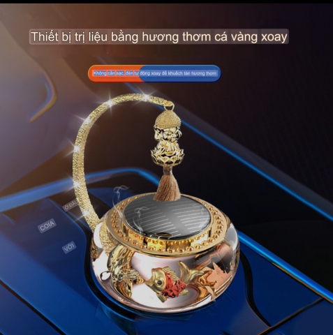 Nước Hoa Ô Tô Chứa Cá Vàng Bơi Bằng Năng Lượng Mặt Trời Xoay Được Trang Trí Xe Hơi