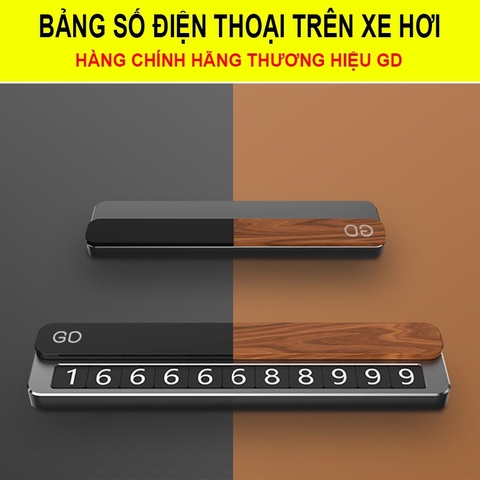 Bảng Số Điện Thoại  GD Trên Taplo Ô Tô Kim Loại Nguyên Khối Cao Cấp Có Nắp Trượt Vân Gỗ Loại 1