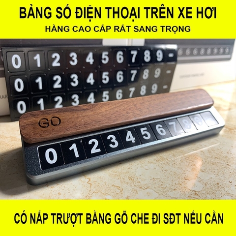 Bảng Số Điện Thoại  GD Trên Taplo Ô Tô Kim Loại Nguyên Khối Cao Cấp Có Nắp Trượt Vân Gỗ Loại 1