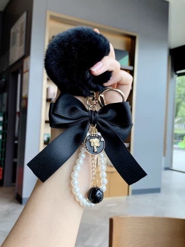Móc Khóa Hình Nơ Đính Ngọc Trai - Phụ Kiện Ô Tô Túi Xách Thời Trang