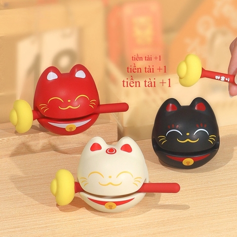 Gõ Mõ Mini Hình Mèo Thần Tài Dễ Thương Trang Trí Văn Phòng Quà Tặng Sinh Nhật Bạn Bè Ý Nghĩa Nhỏ Gọn Bằng Nhựa Vang To