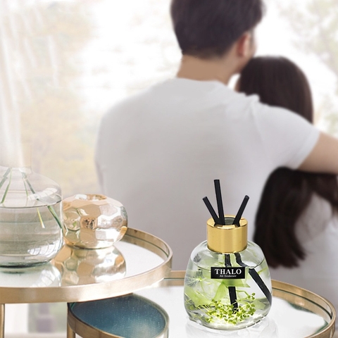 Lọ tinh dầu thơm phòng THALO khử mùi ô tô thiết kế sang trọng có que gỗ khuếch tán 120ml