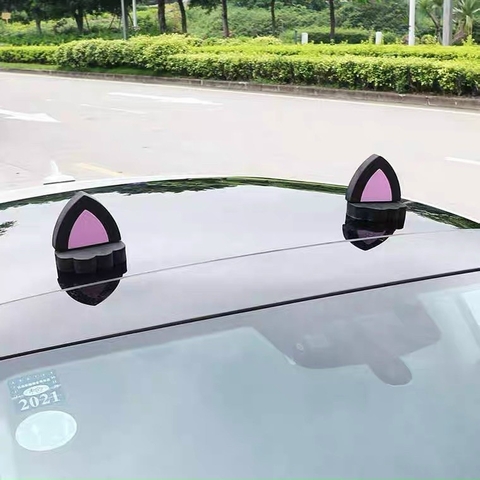 Bộ 2 Miếng Dán Tai Mèo , Tai Thỏ , Pikachu Dễ Thương Trang Trí Nóc Xe Ô Tô