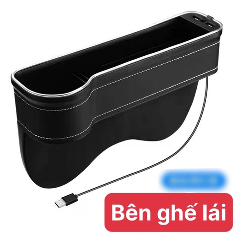 Khay Hộp Đựng Điện Thoại / Cốc / Thẻ / Đồ Uống 2 Cổng Sạc USB Có Đèn Led Gắn Ghế Ngồi Xe Hơi