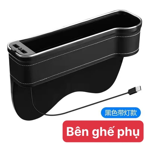 Khay Hộp Đựng Điện Thoại / Cốc / Thẻ / Đồ Uống 2 Cổng Sạc USB Có Đèn Led Gắn Ghế Ngồi Xe Hơi
