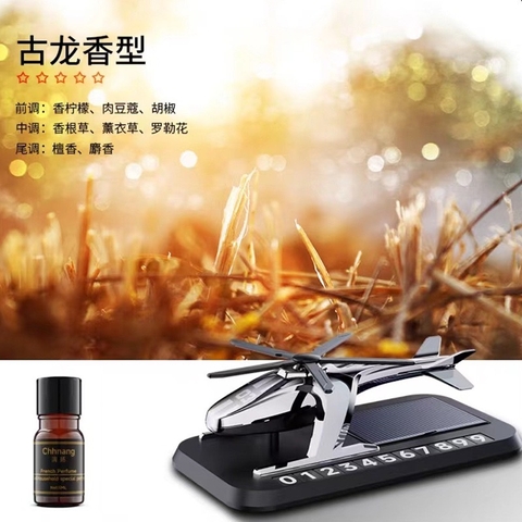 [Tặng Kèm Tinh Dầu] Bảng số điện thoại kèm nước hoa năng lượng mặt trời hình máy bay trực thăng gắn taplo ô tô - MB07