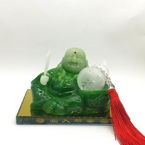 Tượng đá ngọc ông phật di lặc cầm quả hồ lô