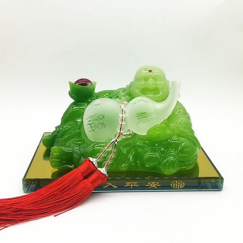 Tượng đá ngọc ông phật di lặc cầm quả hồ lô