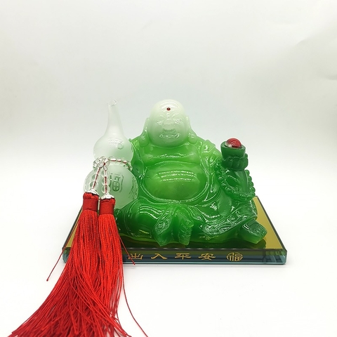 Tượng đá ngọc ông phật di lặc cầm quả hồ lô