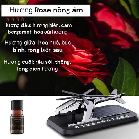[Tặng Kèm Tinh Dầu] Bảng số điện thoại kèm nước hoa năng lượng mặt trời hình máy bay trực thăng gắn taplo ô tô - MB07