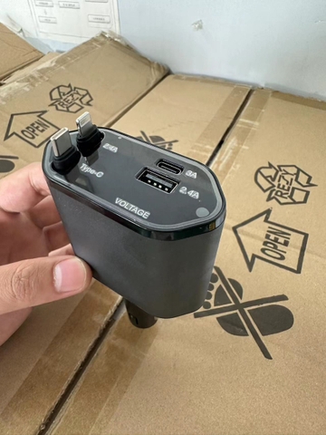 Tẩu Sạc Nhanh Ô Tô 120W 4in1 Bộ Sạc xe hơi USB Type-C cho Samsung Iphone Huawei Đo Điện Áp