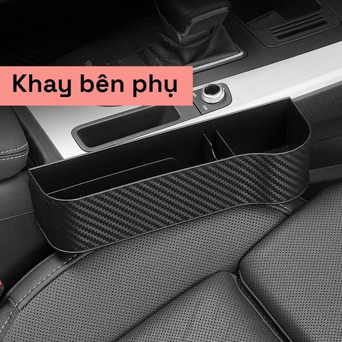 Khay Cốc Để Đồ Khe Ghế Vân Carbon - Nhựa ABS cao cấp