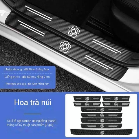 Sét 9 miếng vân carbon chống trầy xước bậc và cốp xe ( gồm 8 miếng bậc + 1 miếng cốp ) - NBC