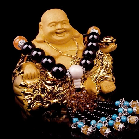 Tượng Phật Di Lặc Maitreya Mạ Vàng (12x10x8)